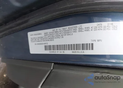 2007 Subaru B9 Tribeca Limited 7-Passenger из США, поврежденный, VIN 4S4WX85D874406722